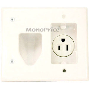 Monoprice, Inc. 4006 Monoprice Recessed Low Voltage Cable Wall Plate w/ Recessed Power - White