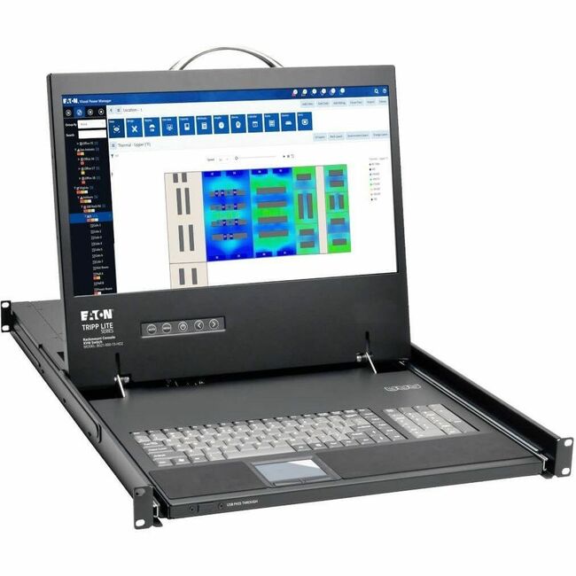 Eaton B021-000-19-HD2 Tripp Lite 1U rack-mount console with 19-inch LCD screen, 1080p resolution, DVI/VGA video, TAA compliant