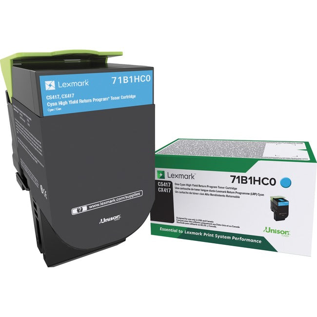Lexmark 71B1HC0 Unison Original High Yield Laser Toner Cartridge - Cyan - 1 Each