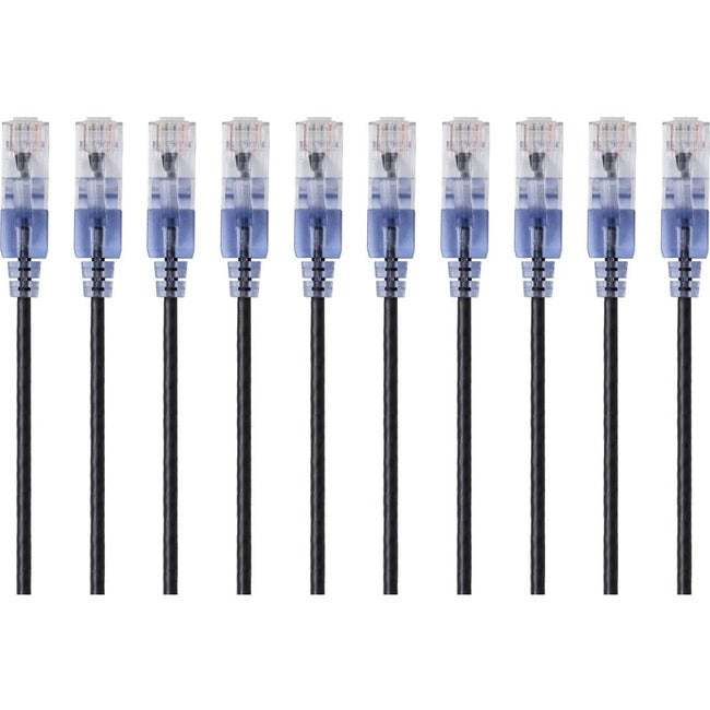 Monoprice, Inc. 15161 Monoprice 10-Pack, SlimRun Cat6A Ethernet Network Patch Cable, 7ft Black