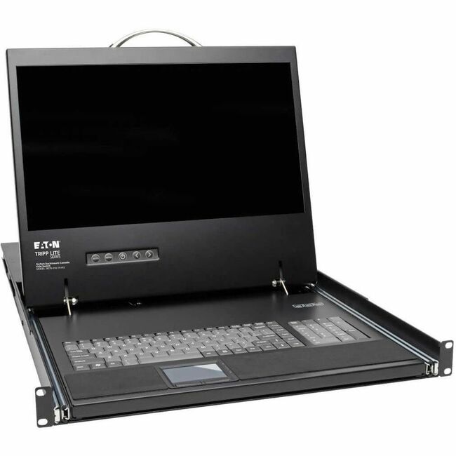 Eaton Tripp Lite NetCommander 16-Port Cat5 KVM over IP switch with 19-inch LCD rackmount, remote and local user access.
