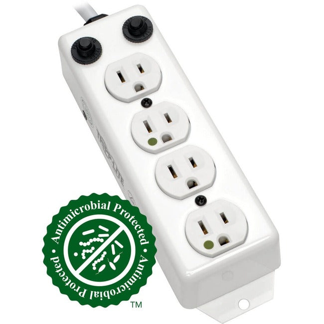 Eaton PS-407-HG-OEM Tripp Lite medical-grade power strip with four hospital-grade outlets, safety covers, and 7-foot cord.