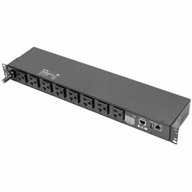 Eaton PDUMH20NET2LX Tripp Lite PDU with 8 NEMA 5-15/20R outlets, 120V, 1.9kW, 12 ft. cord, single-phase, 1U rack mount