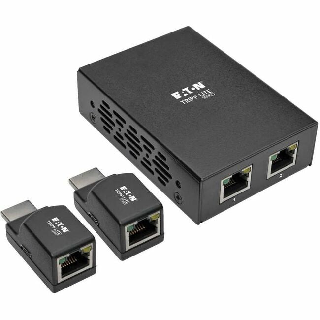 Eaton B126-2P2M-POC Tripp Lite Series 2-Port HDMI over Cat5/6 Extender Kit, Box-Style Transmitter, 2 Mini Receivers, PoC, Up to 100 ft. (30 m), TAA