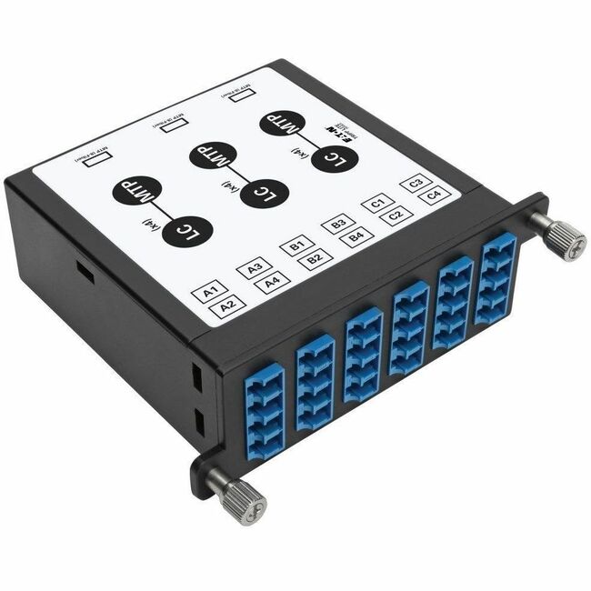 Eaton N484-3M8L12S Tripp Lite Series 40/100Gb Singlemode Fiber Breakout Cassette, 40Gb to 4 x 10Gb, 100Gb to 4 x 25Gb, (x3) 8-Fiber MTP/MPO (APC) to (x12) LC (UPC) Duplex 9/125, N484 Chassis