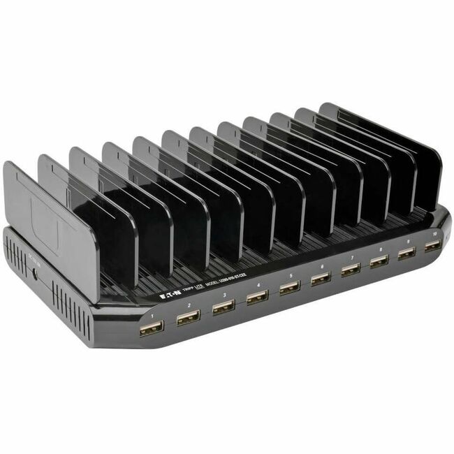 Eaton U280-010-ST-CEE Tripp Lite 10-port USB charging station with adjustable storage, 12V 8A USB output, Schuko power cord