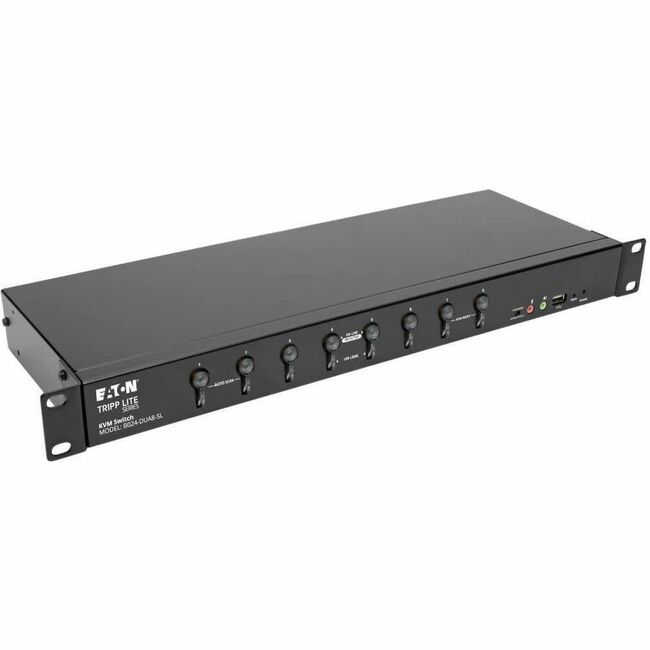 Eaton B024-DUA8-SL Tripp Lite by Eaton 8-Port DVI/USB KVM Switch with Audio and USB 2.0 Peripheral Sharing 1U Rack-Mount Single-Link 1920 x 1200 (1080p)