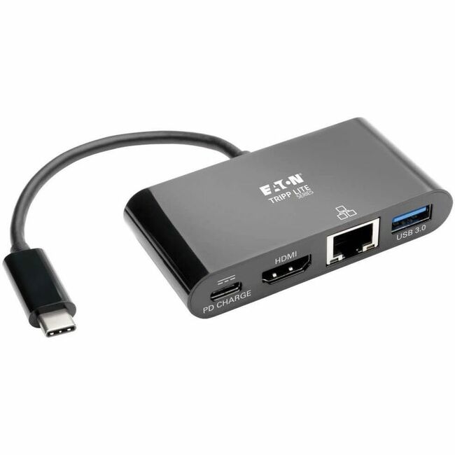 Eaton U444-06N-H4GUBC Tripp Lite by Eaton USB C to HDMI Multiport Adapter Docking Station 4K, Thunderbolt 3 Compatible, USB Type C to HDMI Black, USB-C, USB Type-C, USB Type C