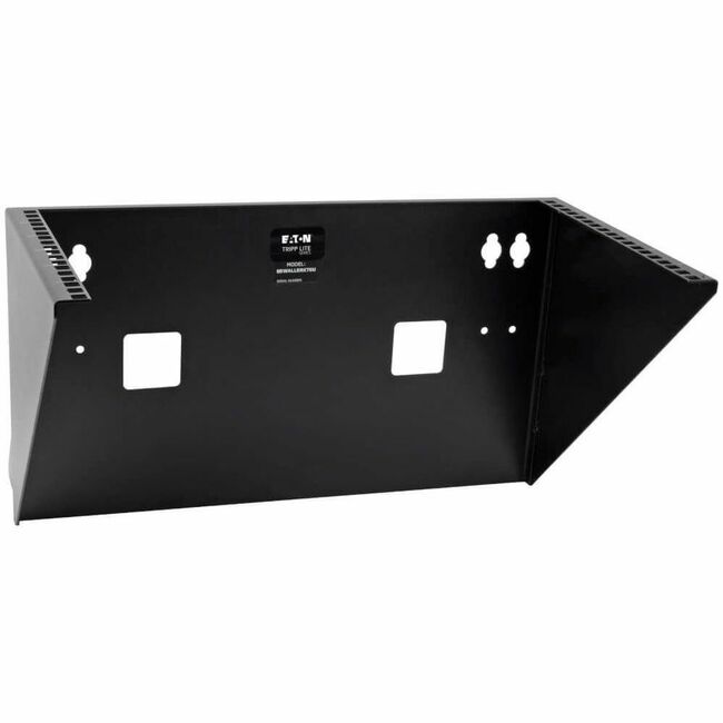Eaton Tripp Lite SmartRack 6U vertical wall-mount rack bracket mounted on a wall for server equipment storage.