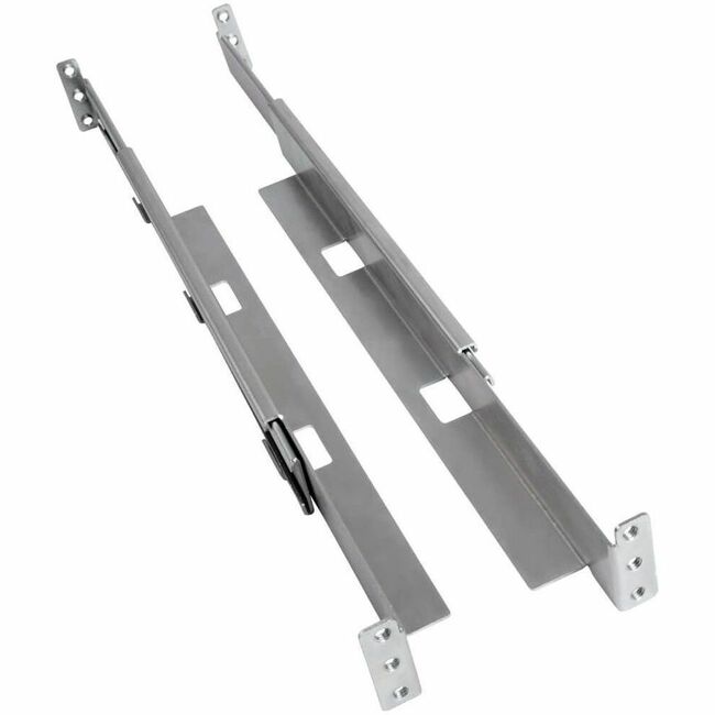 Eaton Tripp Lite SmartRack 4-Post 1U universal adjustable shelf kit for wall-mount racks, shown mounted in a server rack.