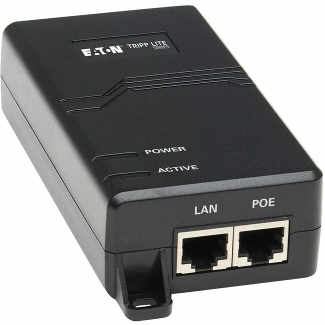 Eaton NPOE-30W-1G Gigabit PoE+ midspan power injector with 1 port, supporting IEEE 802.3at/af, 30W Ethernet device connection