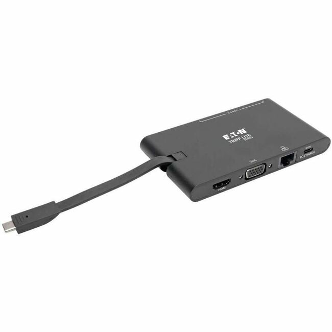 Eaton U442-DOCK3-B Tripp Lite by Eaton USB-C Dock - 4K HDMI VGA USB 3.x (5Gbps) USB-A/C Hub Gigabit Ethernet Memory Card Slots 100W PD Charging