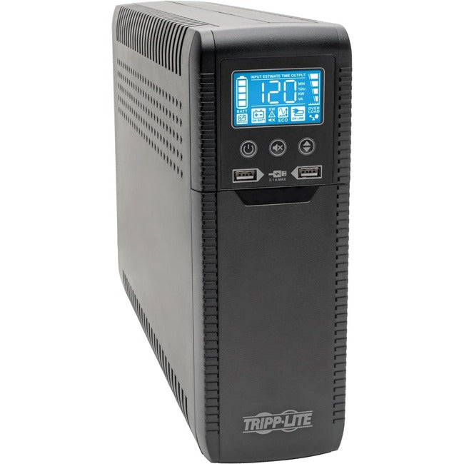 Eaton ECO1300LCD Tripp Lite line interactive UPS with LCD display, USB port, 10 outlets, 120V, 1300VA, energy-efficient backup power