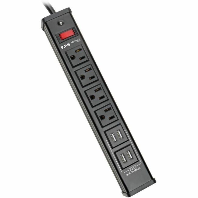 Eaton TLM446USBB Tripp Lite by Eaton 4-Outlet Surge Protector with 4 USB Ports (4.2A Shared) - 6 ft. (1.83 m) Cord 450 Joules Metal Housing