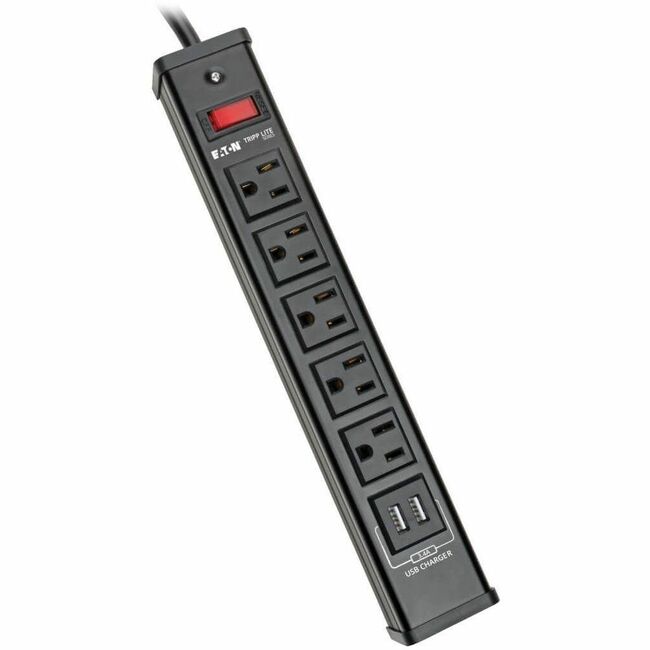 Eaton TLM526USBB Tripp Lite Series 5-Outlet Surge Protector with 2 USB Ports (3.4A Shared) - 6 ft. (1.83 m) Cord, 450 Joules, Metal Housing