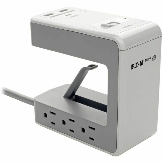Eaton TLP648USBC surge protector with 6 outlets, 2 USB-A, 1 USB-C, desk clamp, 8 ft cord, 1080 Joules energy protection