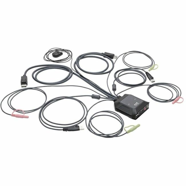 Eaton B032-DPUA2 Tripp Lite Series 2-Port DisplayPort 1.1/USB KVM Switch with Audio/Video, Built-In Cables, USB Peripheral Sharing
