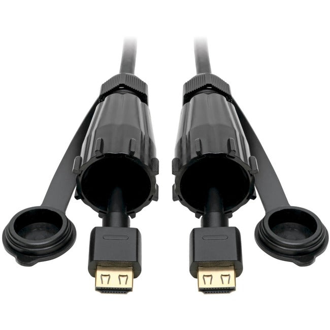Eaton P569-012-IND2 Tripp Lite Series High-Speed HDMI Cable (M/M) - 4K 60 Hz, HDR, Industrial, IP68, Hooded Connectors, Black, 12 ft.
