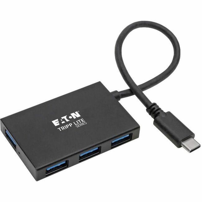 Eaton U460-004-4A-AL Tripp Lite Series 4-Port USB-C Hub, USB 3.x (5Gbps), 4x USB-A Ports, Aluminum Housing, Black