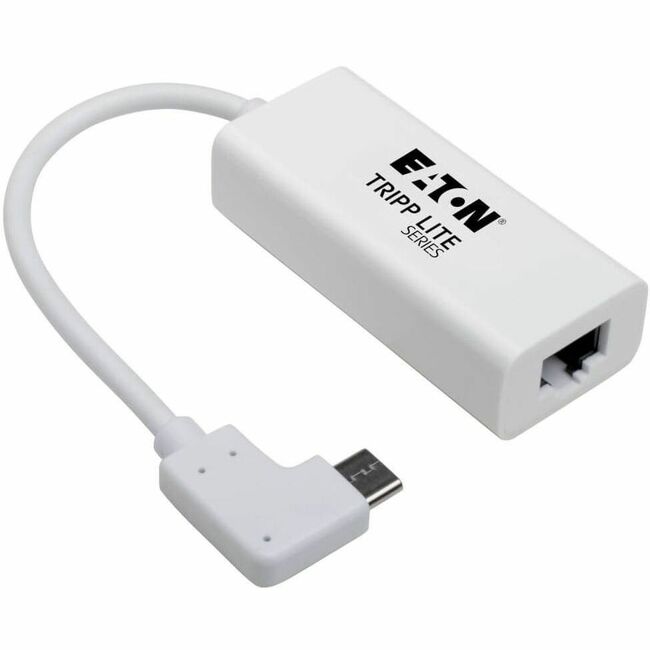 Eaton U436-06N-GBW-RA Tripp Lite Series USB-C to Gigabit Network Adapter with Right Angle USB-C, Thunderbolt 3 Compatibility - White