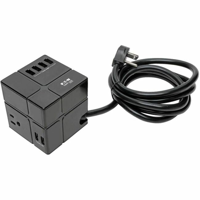 Eaton Tripp Lite Protect It! 3-outlet power cube surge protector with 6 USB-A ports, black, 6 ft cord, 540 joules energy absorption