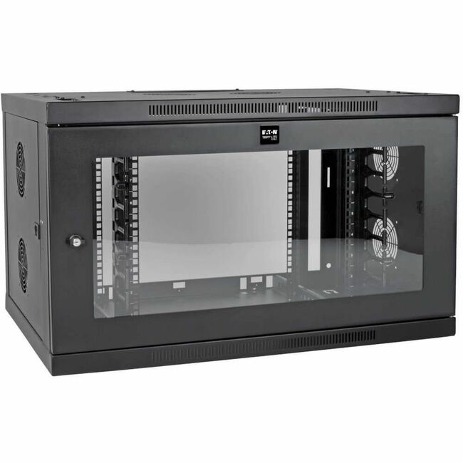 Eaton SmartRack 9U low-profile wall-mount mini rack enclosure with acrylic window for rack equipment.