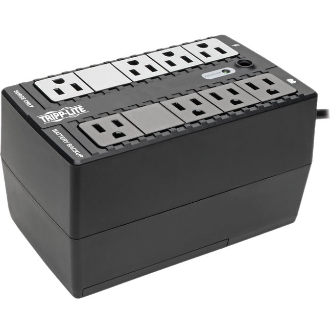 Eaton BC450 Tripp Lite standby UPS with 8 outlets, 450VA power, 120V, wall mount design, ideal for desktop use