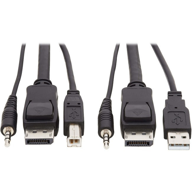Eaton P783-006 Tripp Lite by Eaton DisplayPort KVM Cable Kit 3 in 1 - 4K DisplayPort USB 3.5 mm Audio (3xM/3xM) 4:4:4 6 ft. (1.83 m) Black