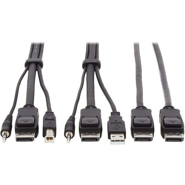 Eaton P783-006-DP Tripp Lite by Eaton Dual DisplayPort KVM Cable Kit - DP USB 3.5 mm Audio (3xM/3xM) + DP (M/M) 4K 4:4:4 6 ft. (1.83 m) Black