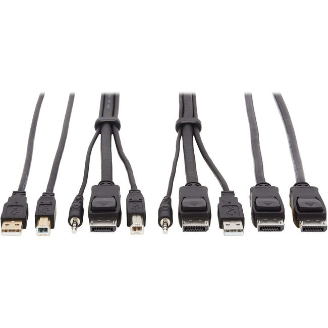 Eaton P783-010-DPU Tripp Lite by Eaton DisplayPort KVM Cable Kit - DP USB 3.5 mm Audio (3xM/3xM) + USB (M/M) + DP (M/M) 4K 10 ft. (3.05 m) Black