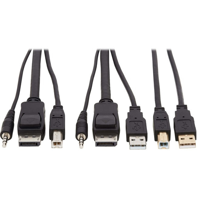 Eaton P783-010-U Tripp Lite Series DisplayPort KVM Cable Kit - DP, USB, 3.5 mm Audio (3xM/3xM) + USB (M/M), 4K, 4:4:4, 10 ft. (3.05 m), Black