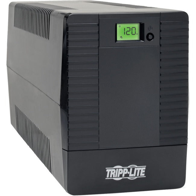 Eaton SMART1500TSU Tripp Lite UPS with 8 NEMA outlets, LCD display, line-interactive design, 1440VA capacity, 120V power.