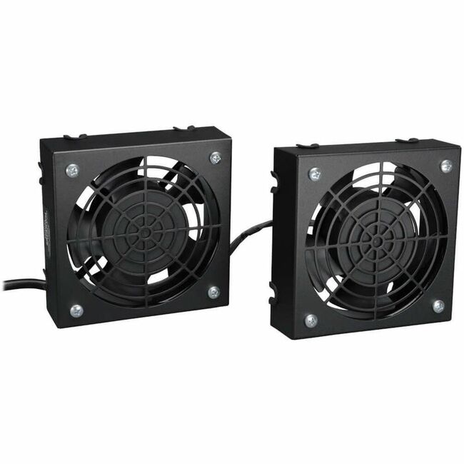 Eaton Tripp Lite SmartRack wall-mount roof fan kit with dual 230V high-performance PC fans, 210 CFM airflow, C14 input.