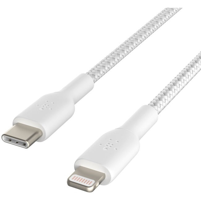 Belkin International INC CAA004BT1MWH Belkin BoostCharge Braided USB-C to Lightning Cable (1 meter / 3.3 foot, White)
