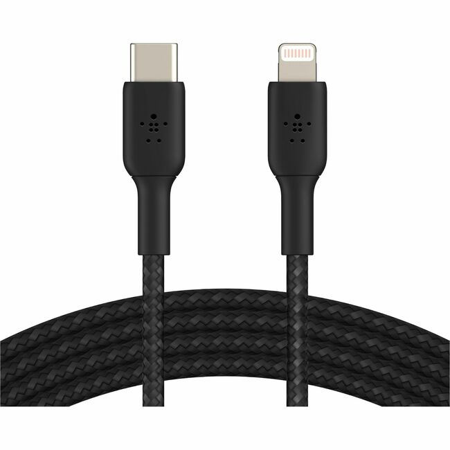 Belkin International INC CAA004BT2MBK Belkin 30W USB-C to Lightning Cable - Nylon, Braided - M/M - 2m/6.6ft - Black
