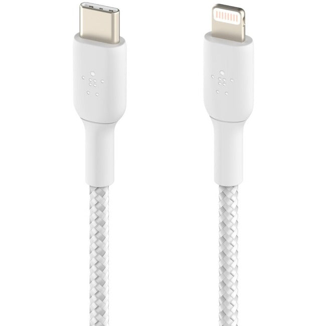 Belkin International INC CAA004BT2MWH Belkin Braided USB-C to Lightning Cable (2m / 6.6ft, White)