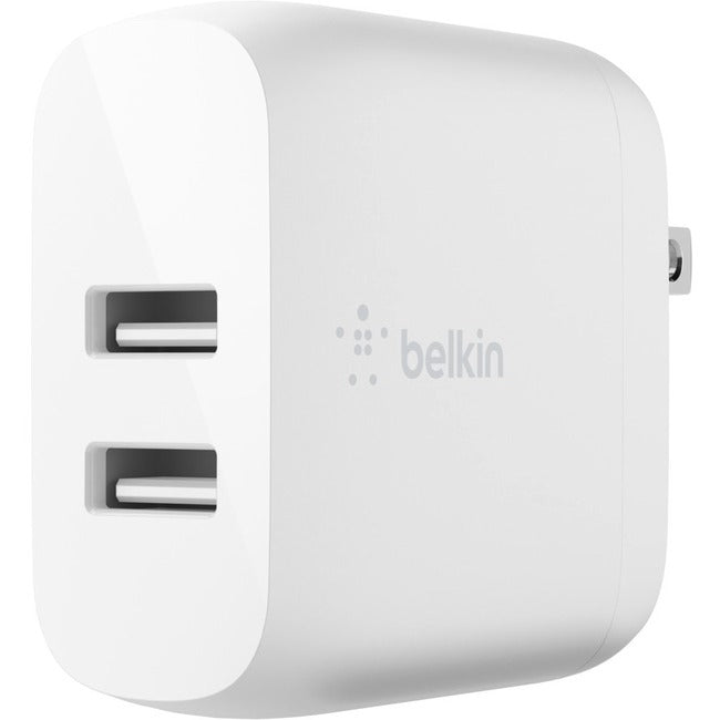 Belkin International INC WCD001DQ1MWH Belkin BoostCharge Dual USB-A Wall Charger 24W (Lightning to USB-A Cable included) - Power Adapter