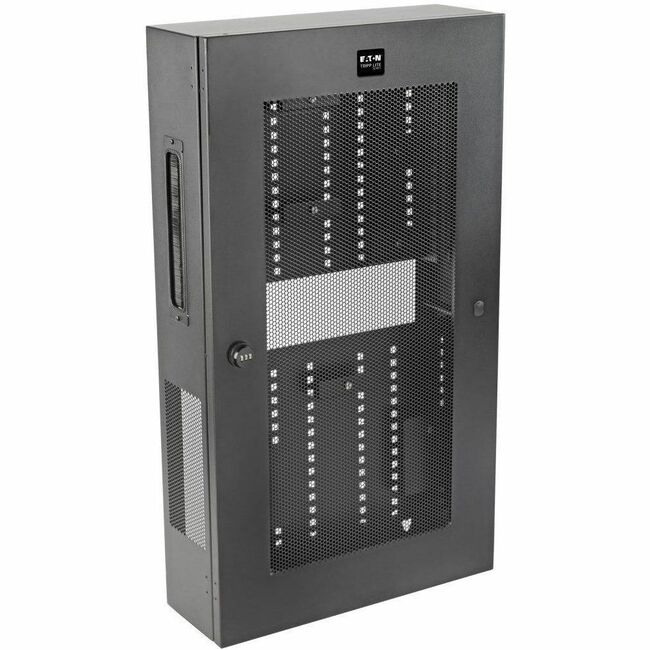 Eaton Tripp Lite SmartRack 3U low-profile vertical-mount cable management enclosure with adjustable brackets and structured wiring features.