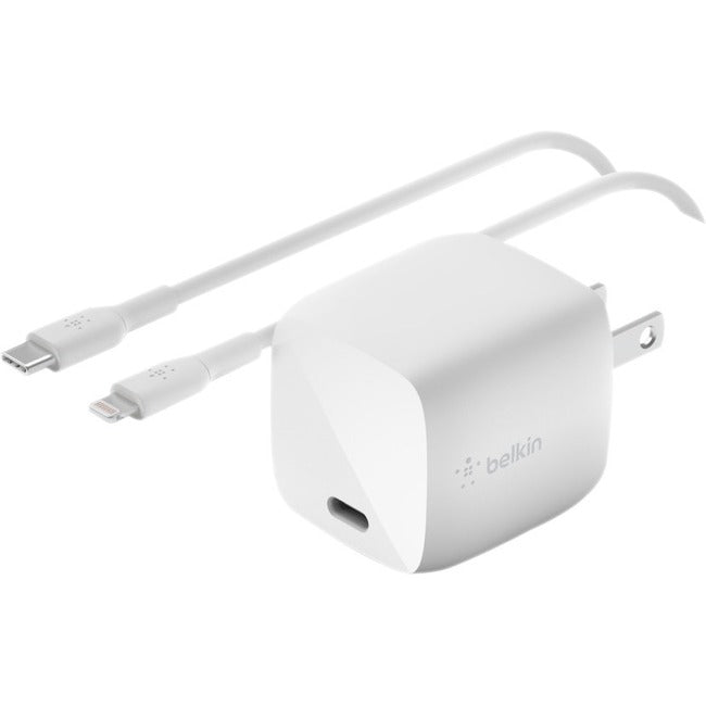 Belkin International INC WCH001DQ1MWH-B5 Belkin BoostCharge 30W USB-C GaN Wall Charger (USB-C to Lightning Cable included) - Power Adapter
