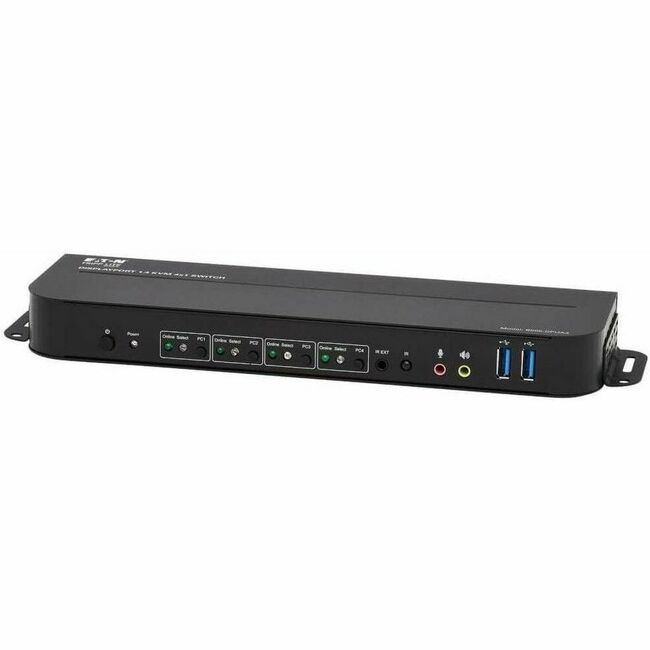 Eaton B005-DPUA4 Tripp Lite 4-port DisplayPort USB KVM switch with 4K HDR support, HDCP 2.2, IR remote, and USB sharing