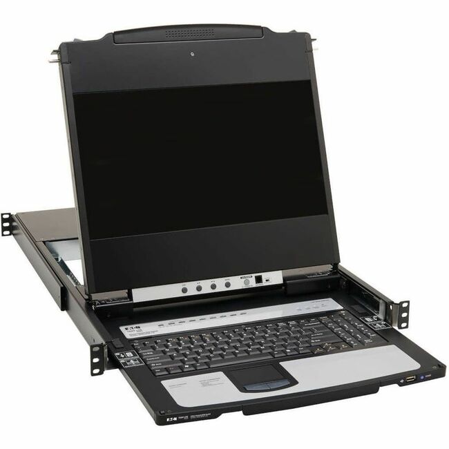 Eaton Tripp Lite 8-port NetDirector DisplayPort KVM switch with 17-inch LCD dual rail rack-mount console in 1U enclosure