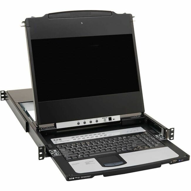 Eaton Tripp Lite NetDirector 16-Port DisplayPort KVM switch with 17-inch LCD, IP remote access, dual rail, 1U rack-mount design