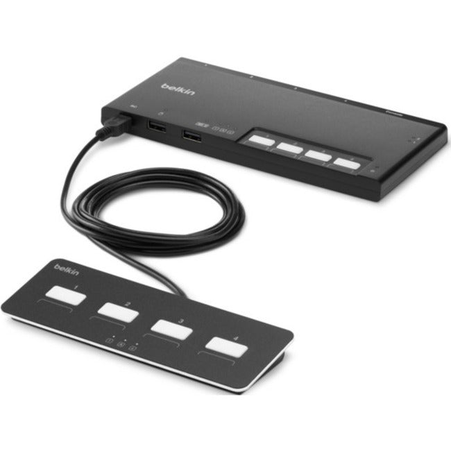 Belkin International INC F1DN204MOD-PP-4 Belkin 4-Port Dual Head DP Modular Secure KVM Switch PP4.0 W/ Remote