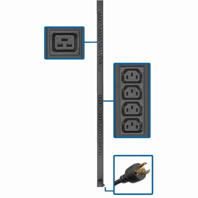 Eaton PDUV20HVL6-72 Tripp Lite basic PDU with 32 C13 and 6 C19 outlets, 10 ft. cord, 3.7kW, 208/230V, rack-mount.