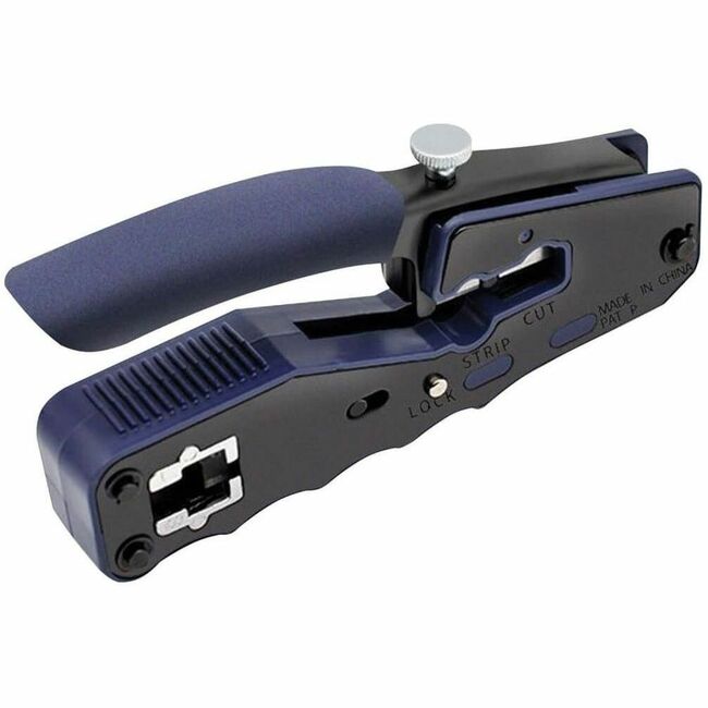 Eaton Tripp Lite crimping tool with cable stripper for pass-through RJ45 plugs, designed for network cable installation.