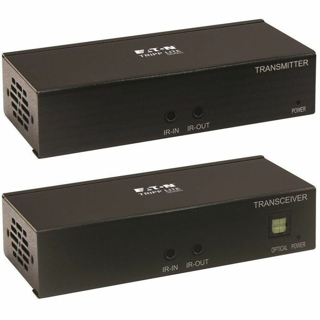 Eaton B127A-111-BHTH HDMI over Cat6 extender kit with transmitter and receiver, supporting 4K 60Hz, IR, HDR, PoC, 230 ft.