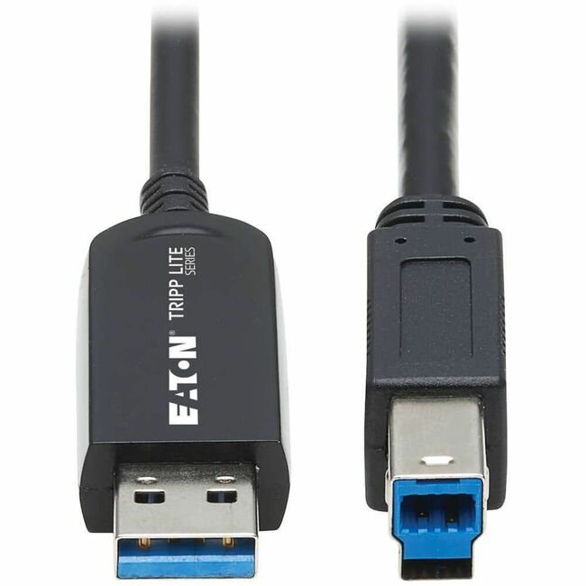 Eaton U328F-30M Tripp Lite USB 3.2 Gen 1 fiber optical cable, plenum-rated, black, 30 meters, A to B M/M connector, high-speed data transfer