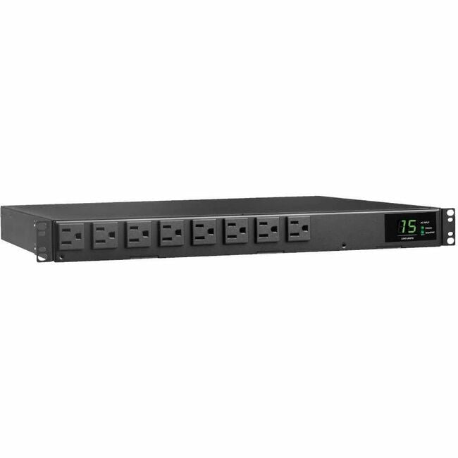 Eaton PDUMH15ATS Tripp Lite PDU with 8 NEMA 5-15R outlets, 120V, 1.44kW, single-phase, metered, 12 ft cords, 1U rackmount.