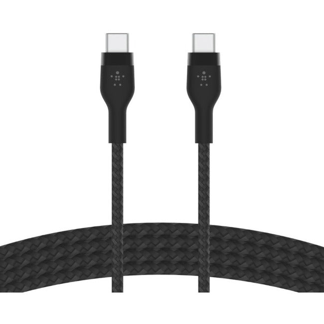 Belkin International INC CAB011BT2MBK Belkin 60W USB-C to USB-C Cable - 480 Mbps - Silicone, Braided - M/M - 2m/6.6ft - Black