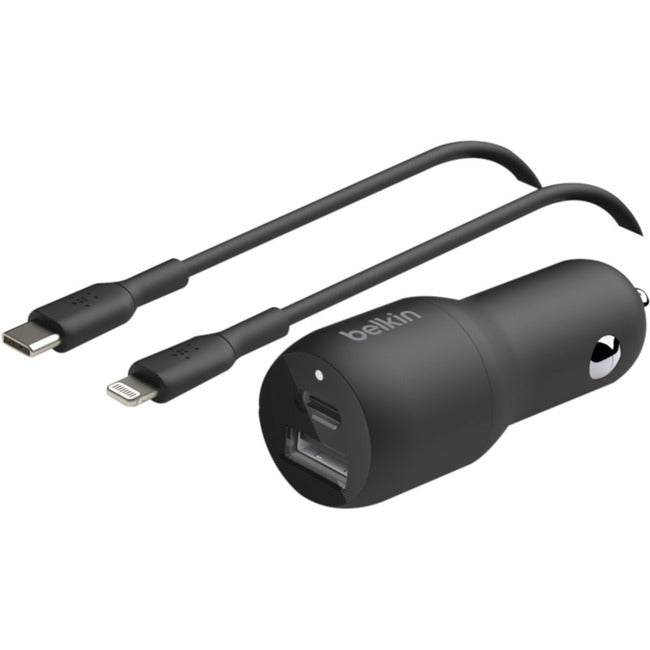 Belkin International INC CCB004BT1MBK-B5 Belkin BoostCharge Dual Car Charger with PPS 37W (USB-C Cable with Lightning Connector included)